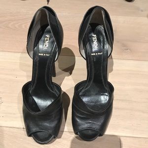 FENDI black leather heels