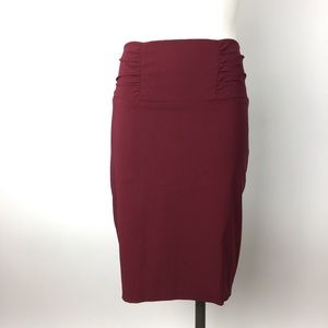 Burgundy midi pencil skirt