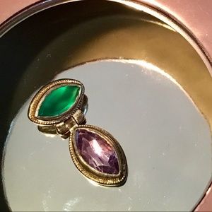 Green Topaz & Amethyst Pendant - Sterling Silver