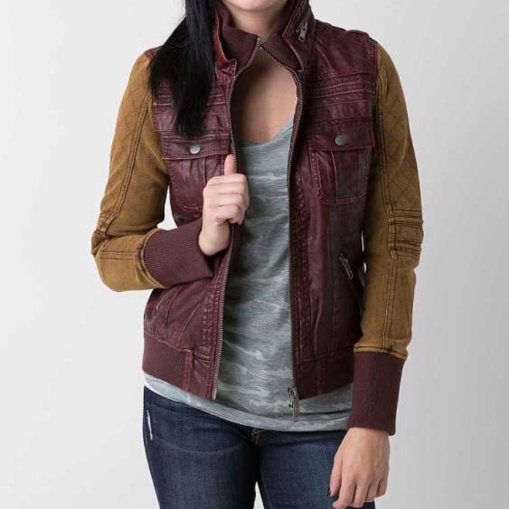 NWOT BKE Faux Leather Zip Up Jacket