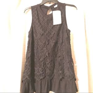 NWT Black Lace Peplum Top