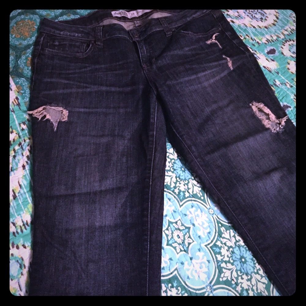 Distressed denim crop