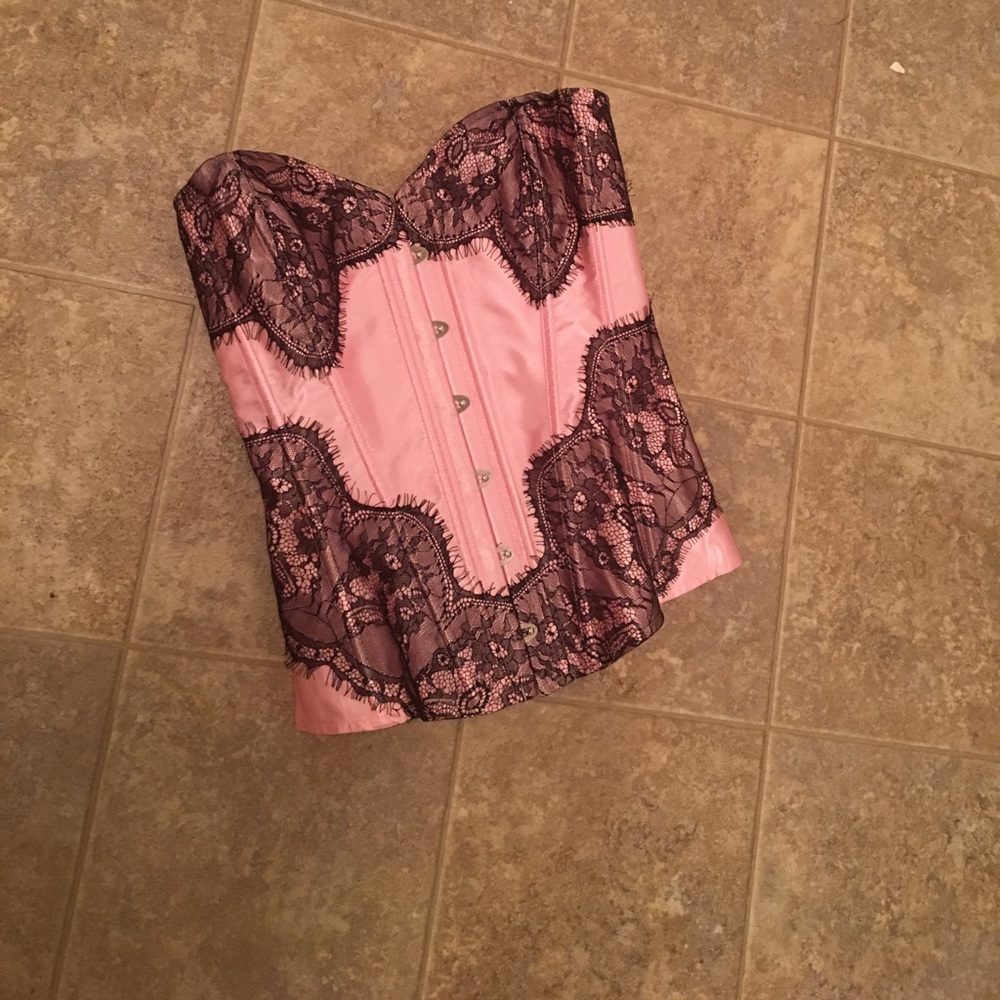 Pink and black corset
