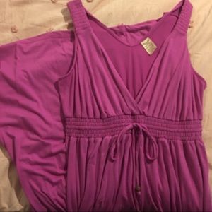 Pink cinched waist maxi dress