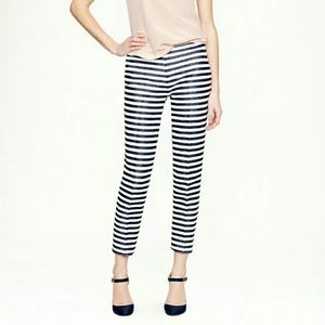 J. Crew Cropped Striped Pants navy and white