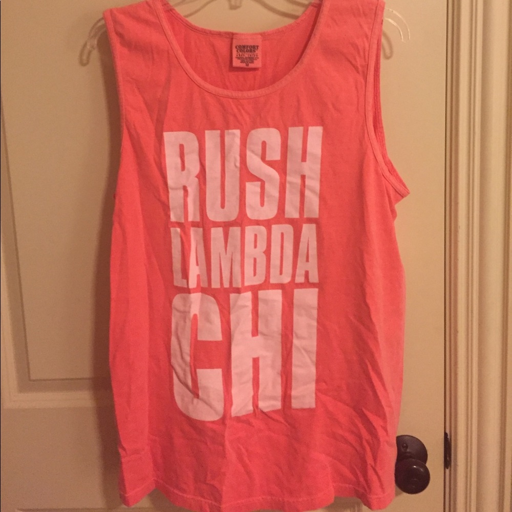 Rush lambda chi neon tank comfort colors
