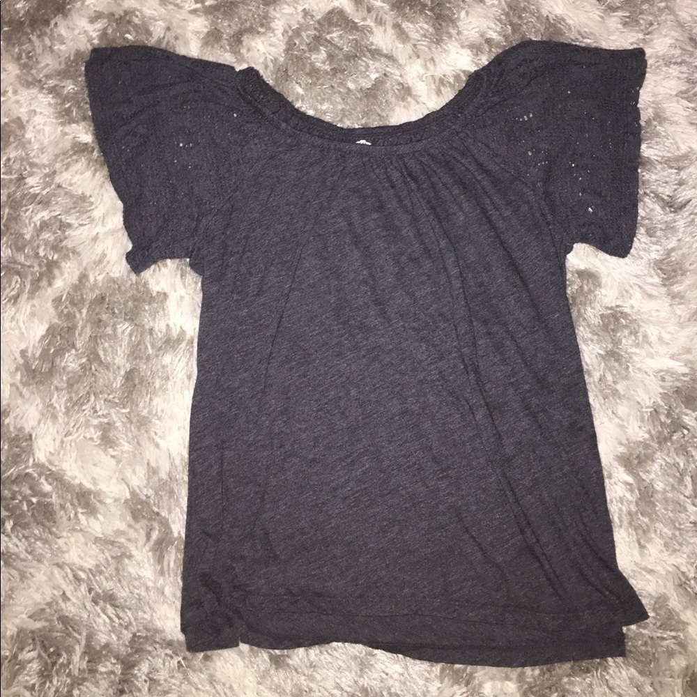 Dark Grey ruffled cut out sleeves