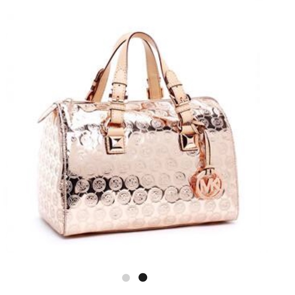 MICHAEL KORS LARGE MONOGRAM ROSE GOLD METALLIC