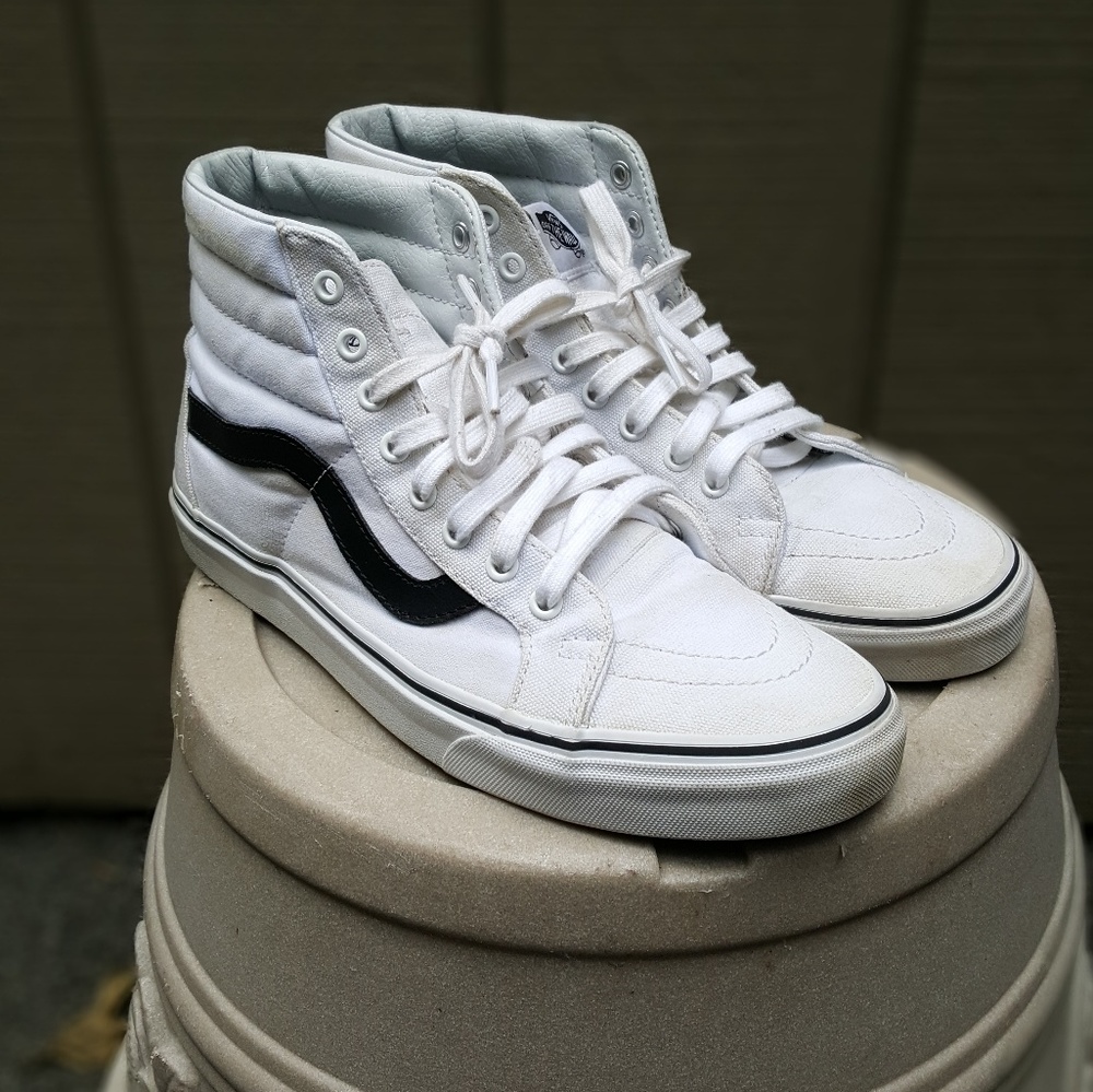 Vans Sk8 Hi True White / Black size 9.5