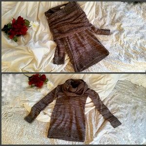 WOW couture Sweaters - Brown & Blue-Gray Sweater Dress WOW couture Sweaters - Brown & Blue-Gray Sweater Dress