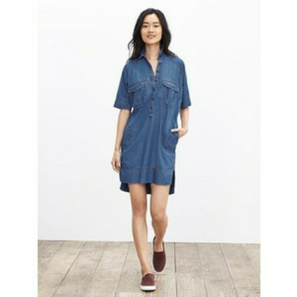 Banana Republic Dolman Sleeve Denim Shirt Dress