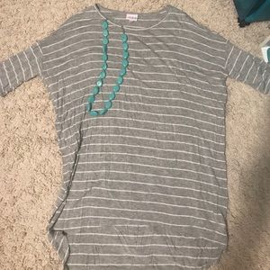Lularoe Irma Top- Grey & White Stripes