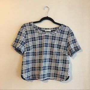 Lush Plaid Blue Crop Top Size L