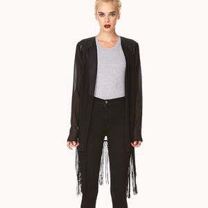 Black boho fringe kimono | forever 21