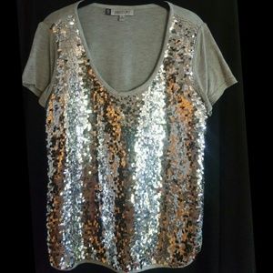 💜HP 6/26💜Jennifer Lopez Silver Sequin Top