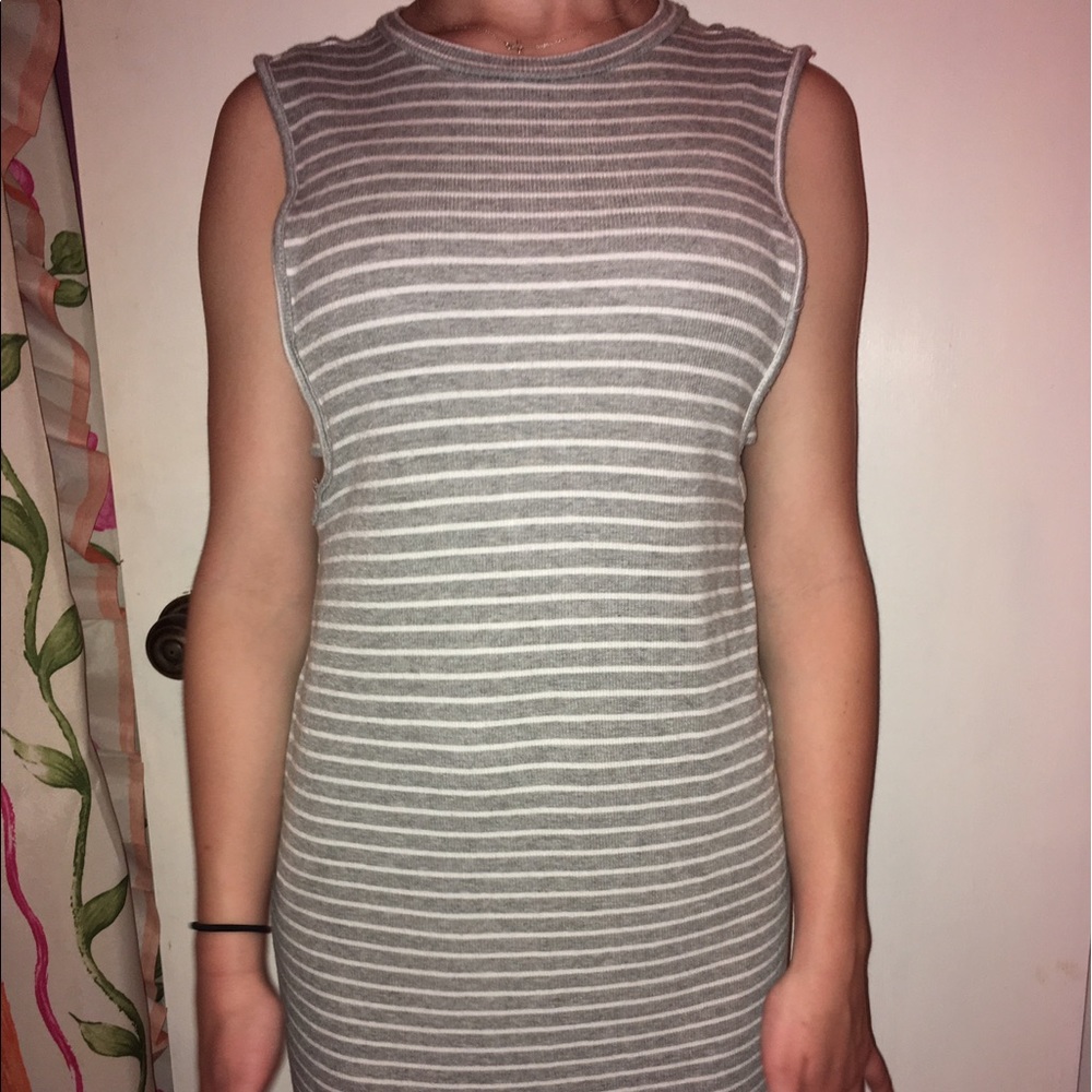 Gray & white striped dress