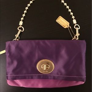 NWOT Rare Coach Satin Foldover Clutch