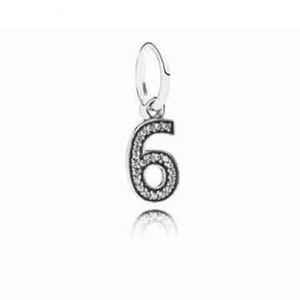 🆕Number 6 Pandora Charm, Clear CZ