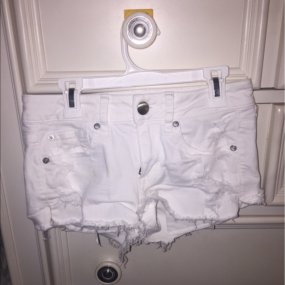 American eagle white jean shorts