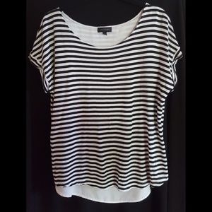 The Limited Black and White Striped Split Back Top