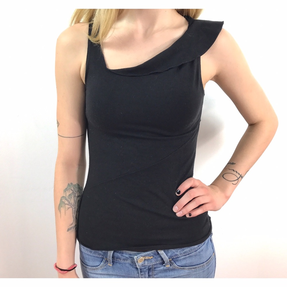 City DKNY Black Asymmetrical Top