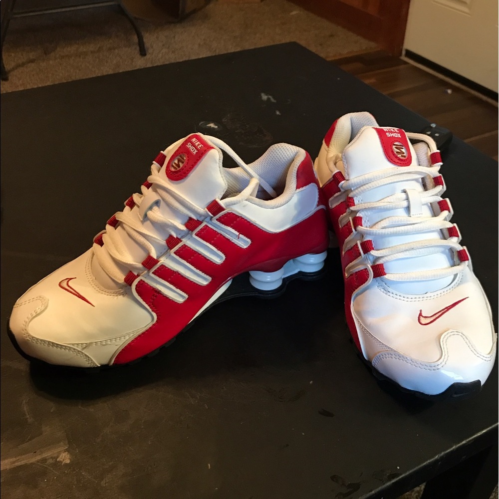 White and red Nike sneakers