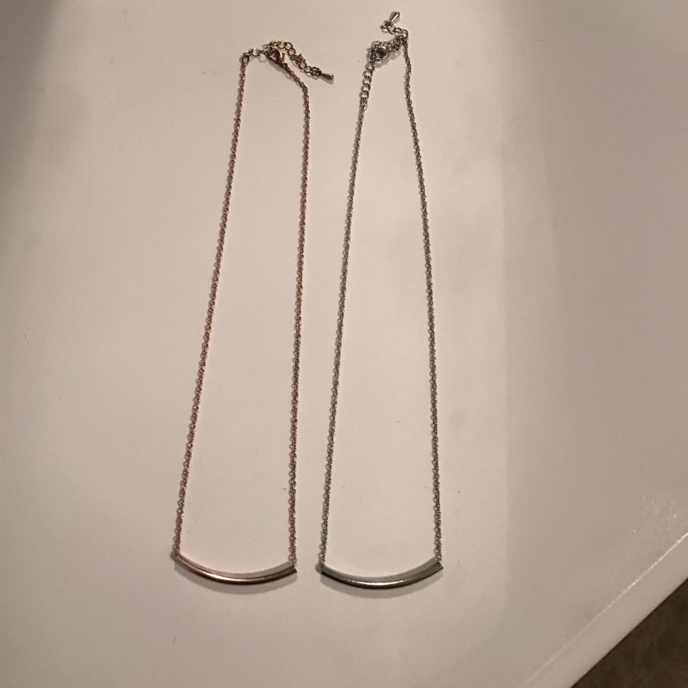 Rose gold and silver bar necklaces!!
