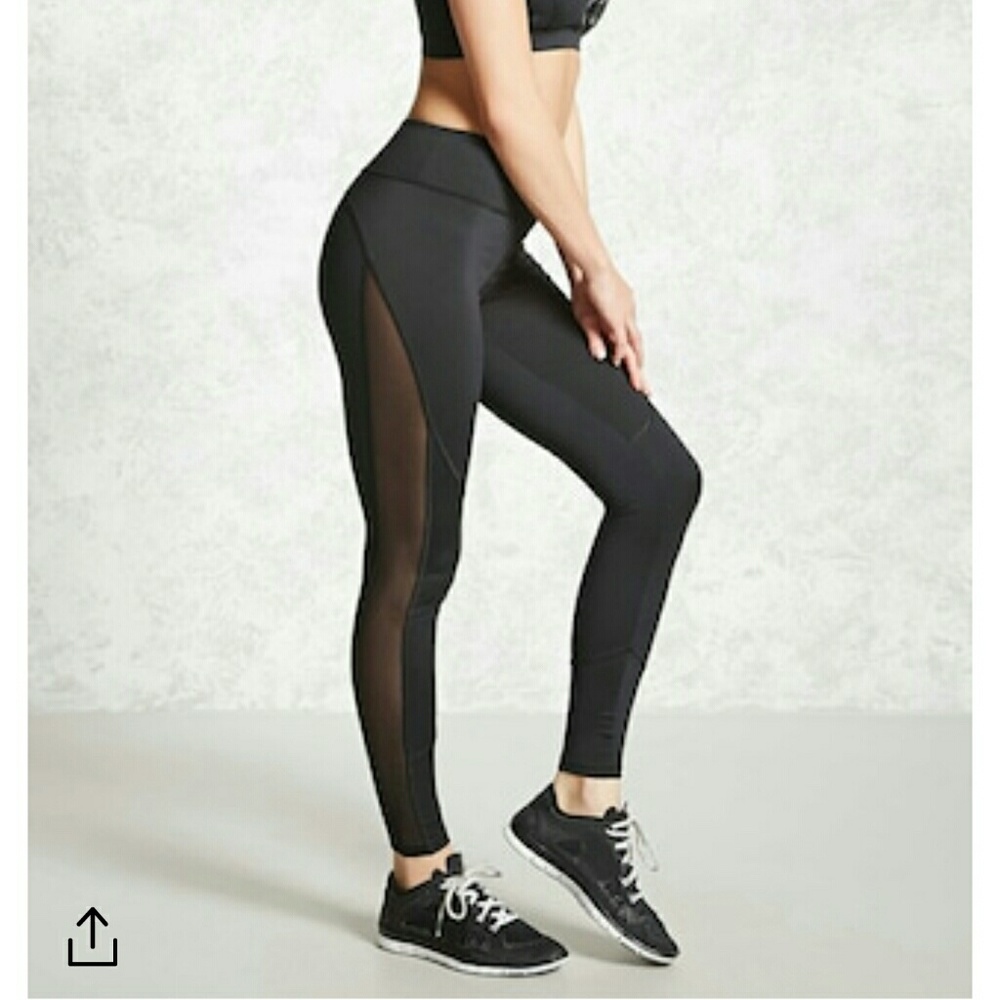 Navy blue mesh paneled leggings