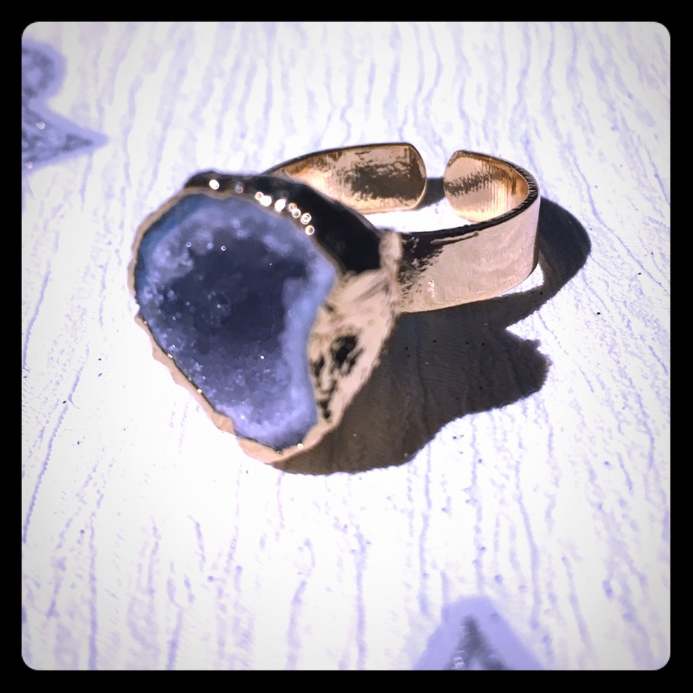 Uneven Agate Druzy Geode adjustable ring boho ring