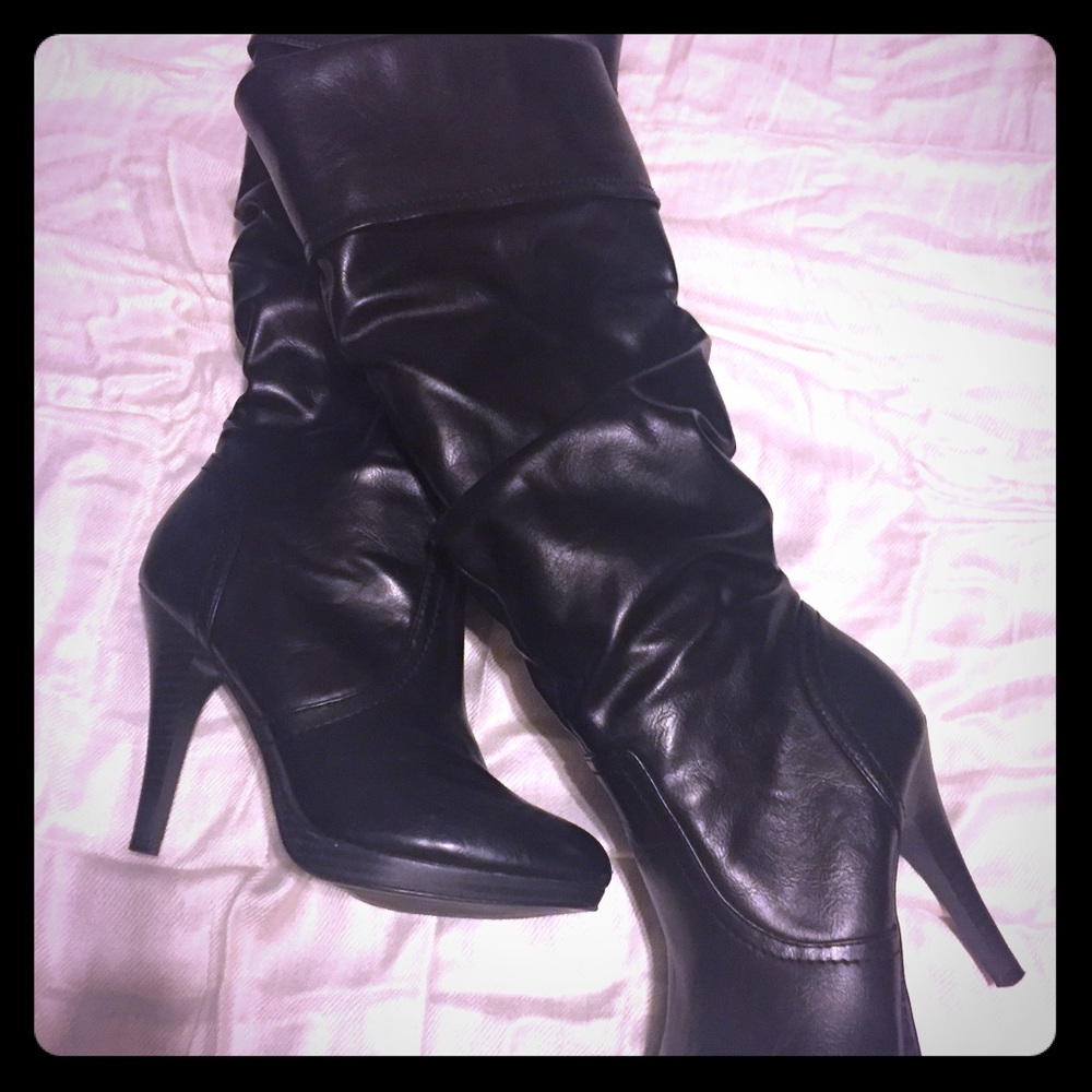 Black knee high stilettos