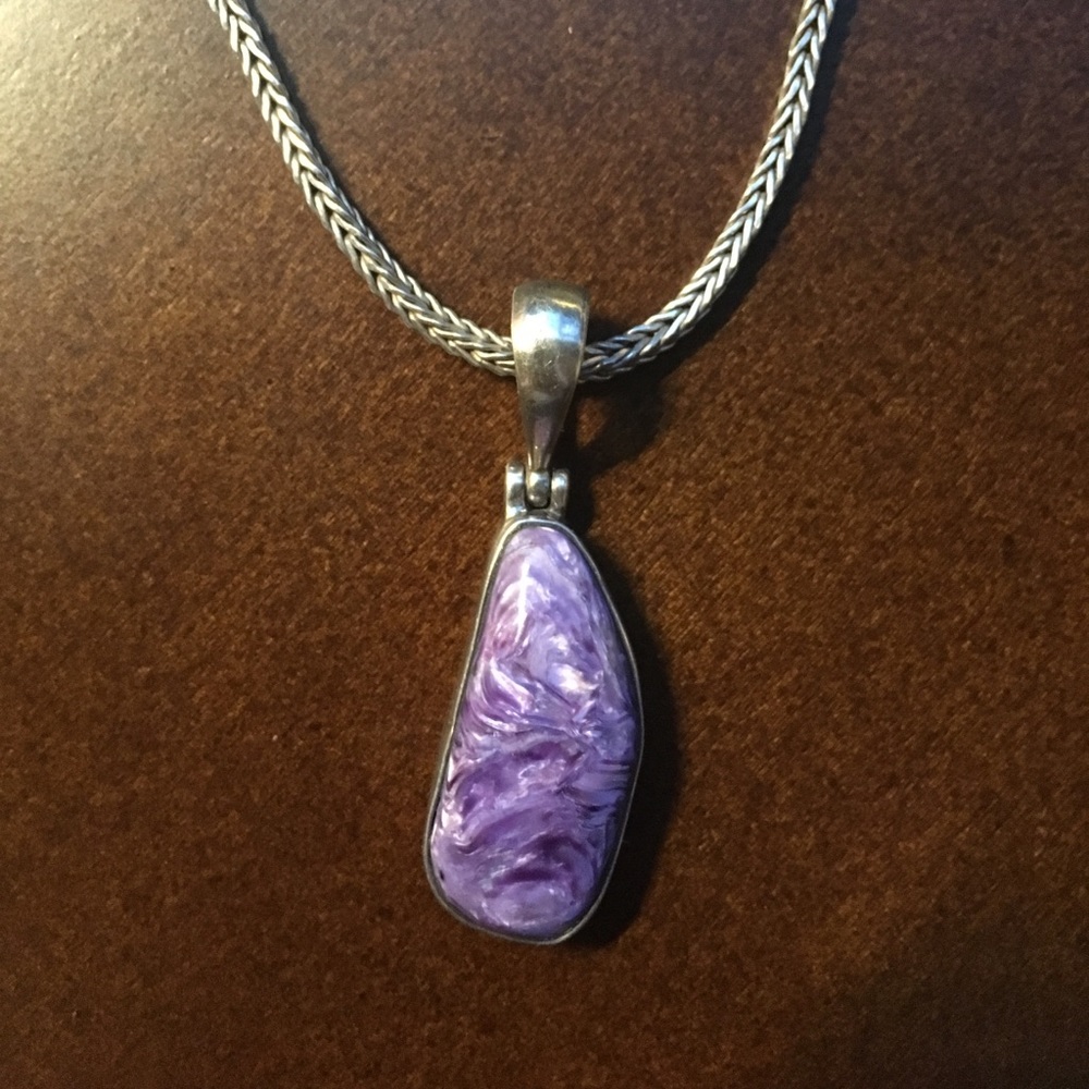 Sterling Silver Purple Amethyst Gemstone Necklace