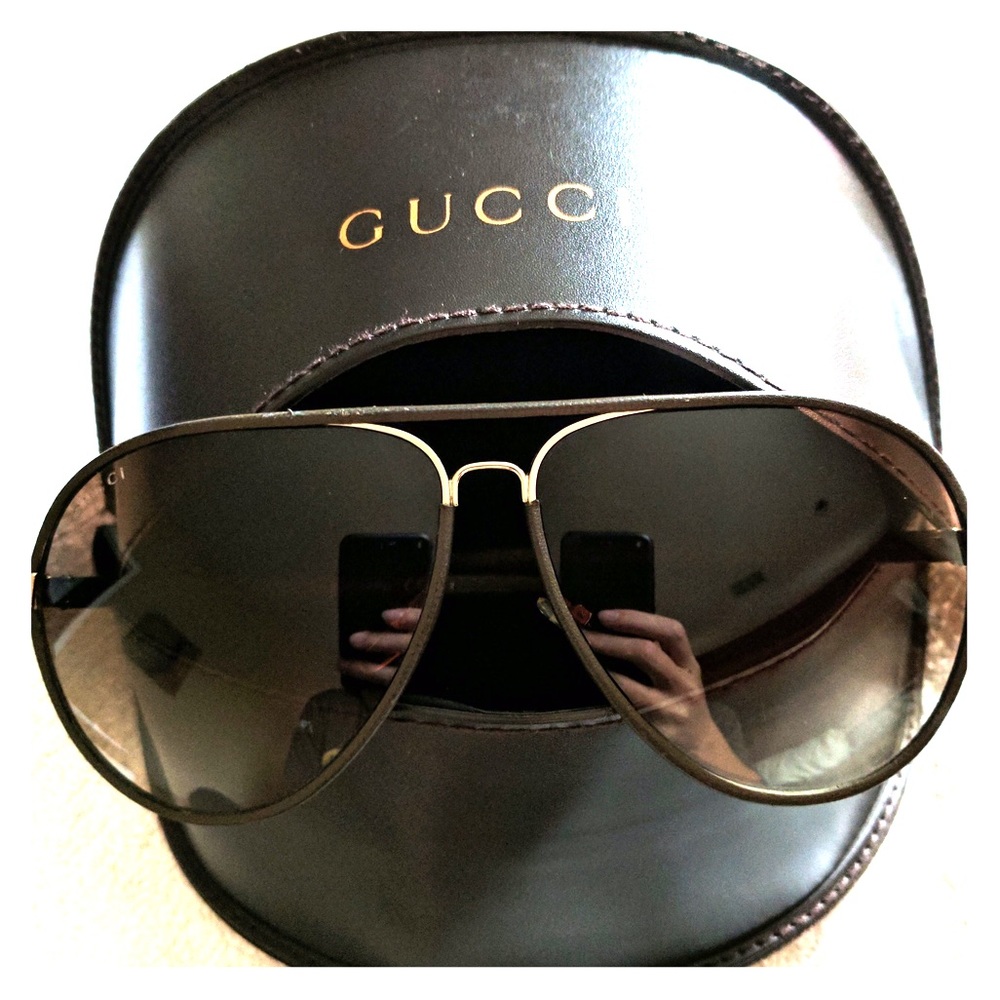 Gucci chocolate leather sunglasses