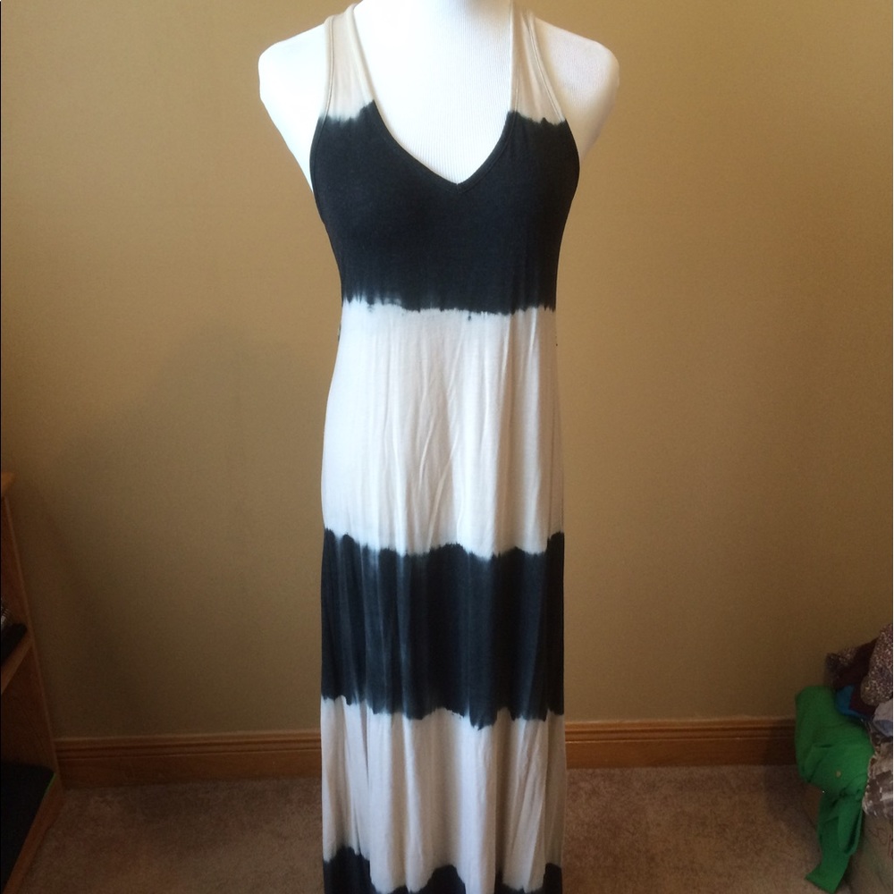 Tie dye large striped maxi dress