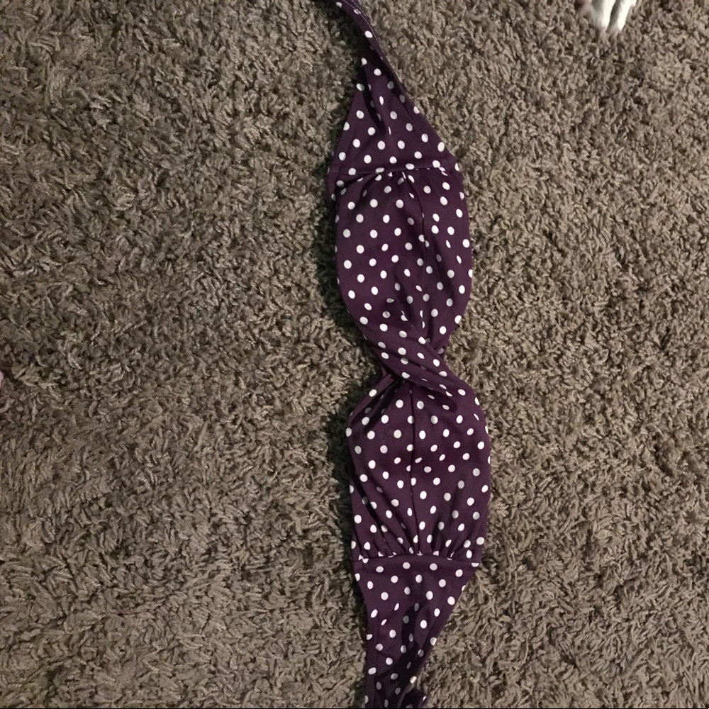 Strapless polka dot bikini top