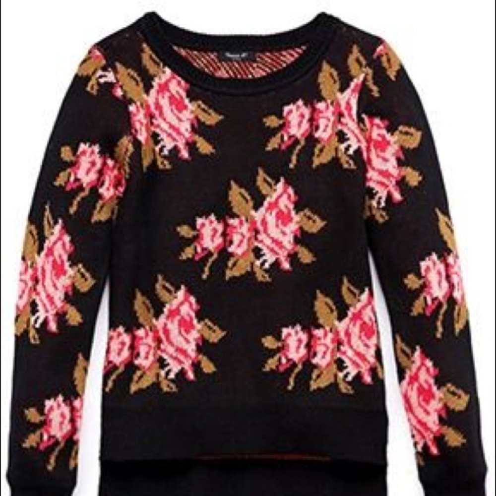 Black Knit Rose Sweater