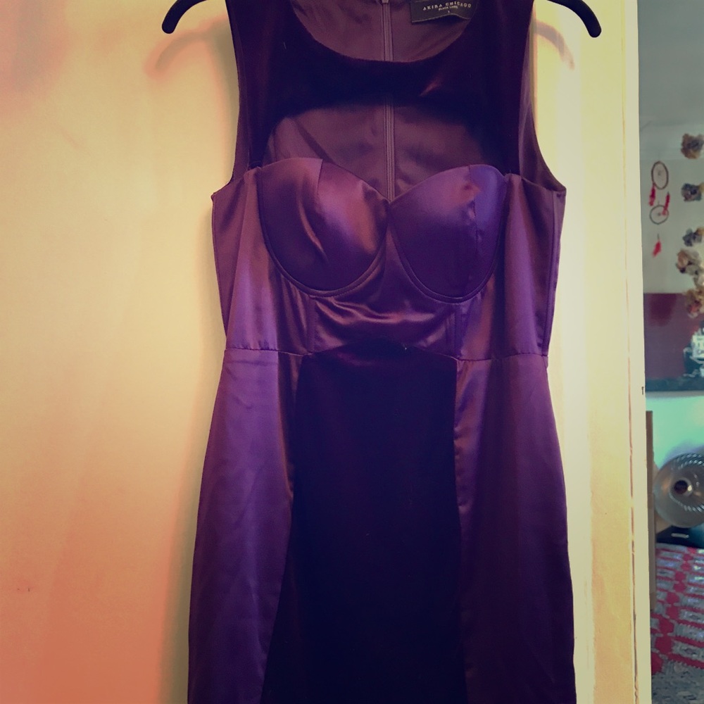 Purple tight mid dress with some velour