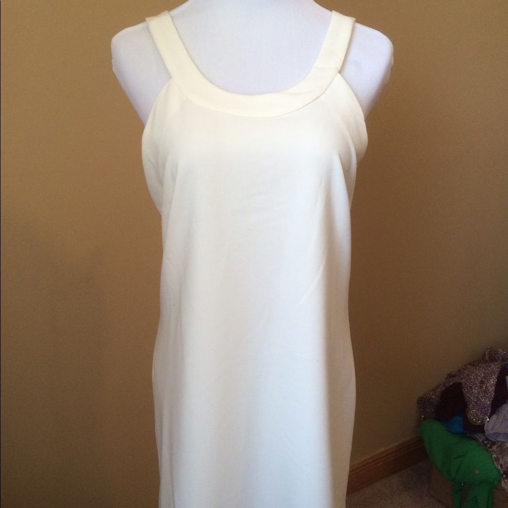 Zara white A-line dress with black bow detail