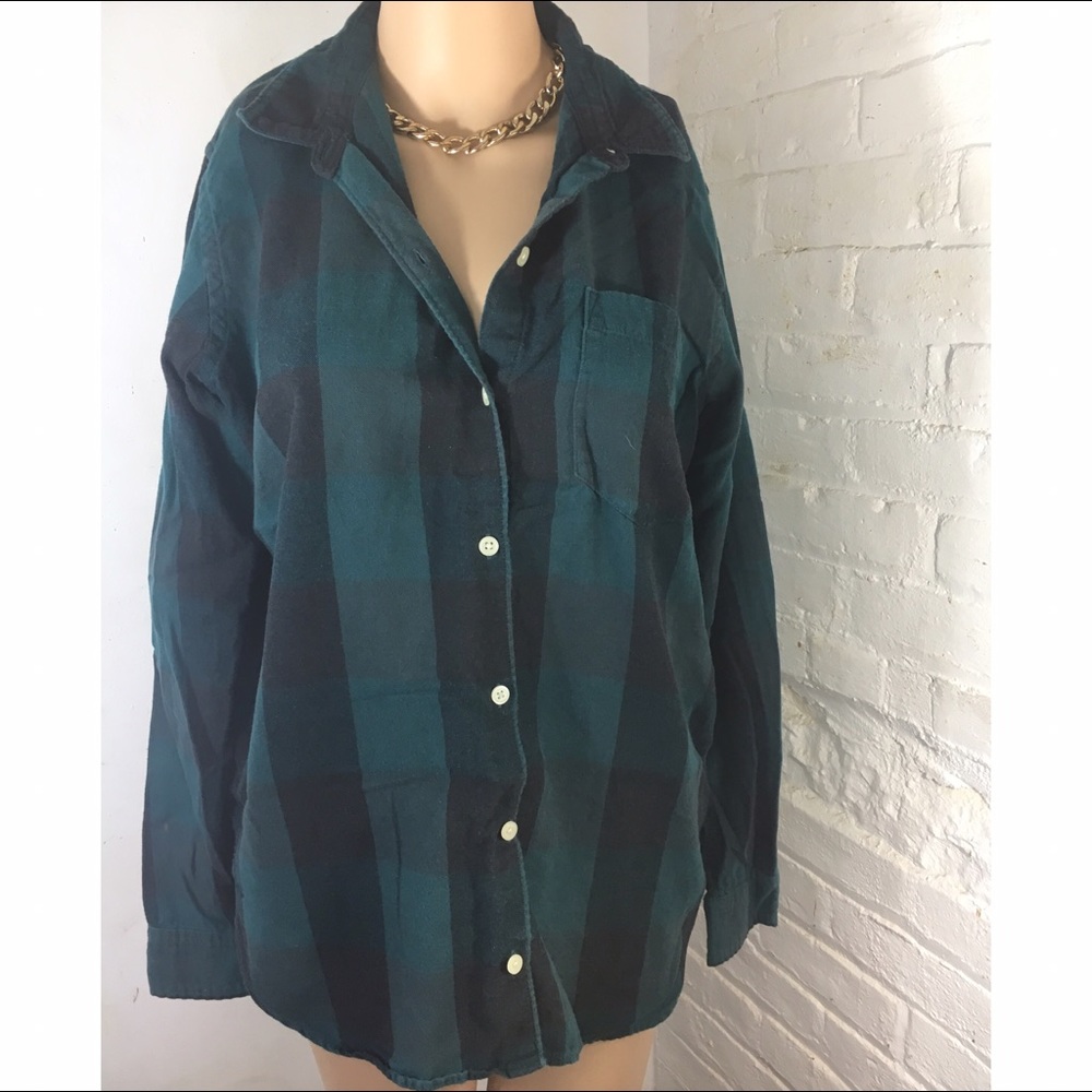 Gap button up down shirt green blue size large