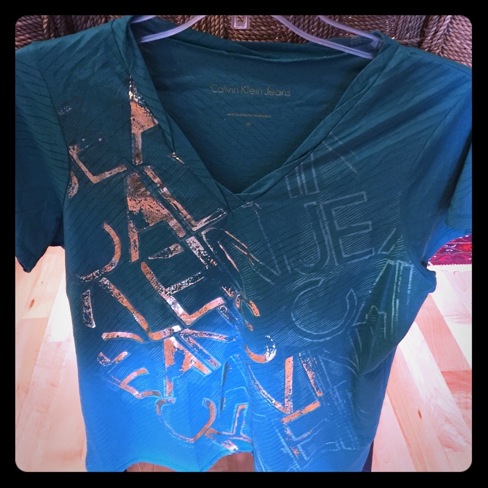 Calvin Klein Jeans T Shirt with Gold Print