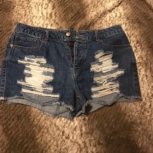 High waisted ripped shorts