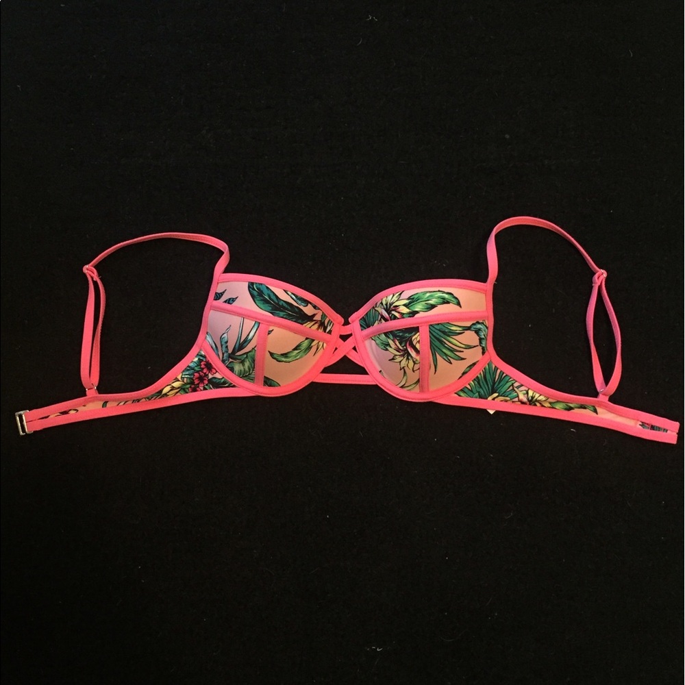 Pink floral print bikini