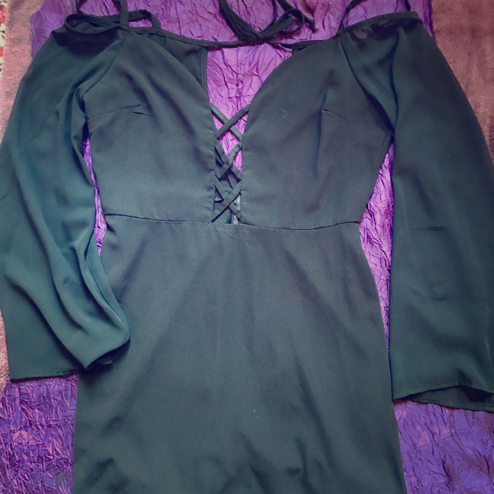 Black light bohemian mini dress