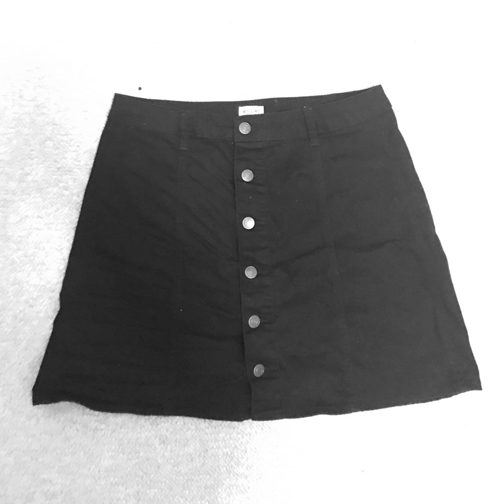 Black Button Front Skirt
