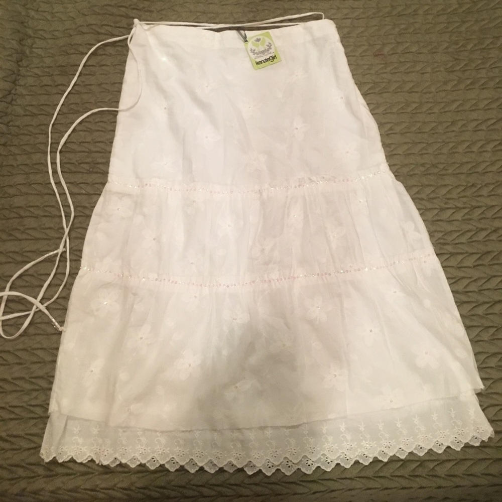 NWT white cotton midi skirt
