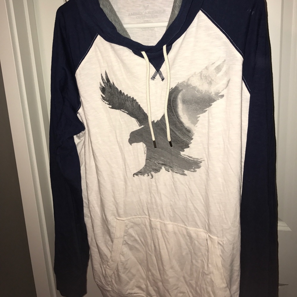 American eagle hoodie white with grey eagle