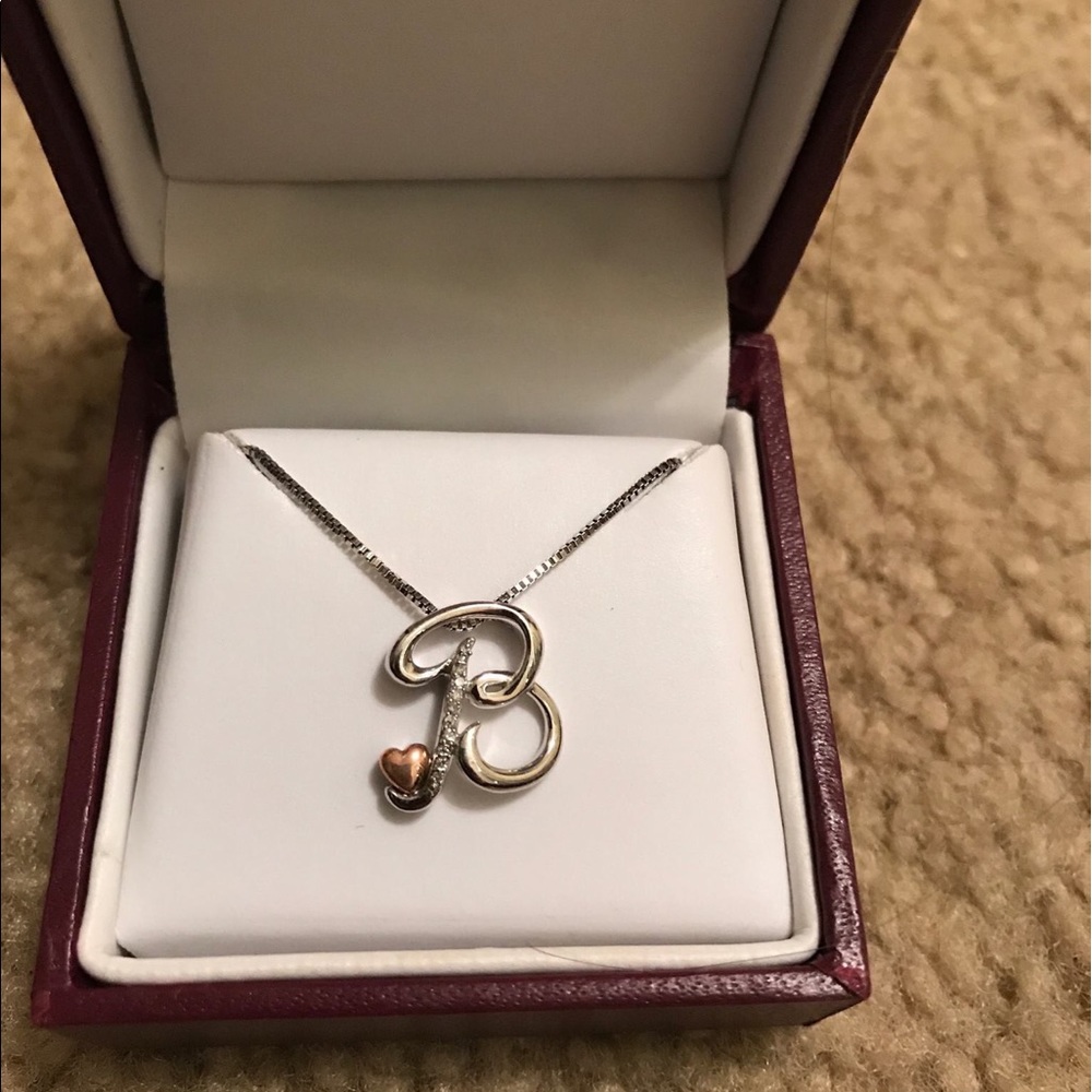 B pendant gold necklace