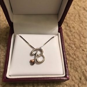 B pendant gold necklace