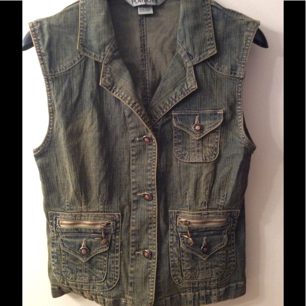 Playboy jean vest size Medium!