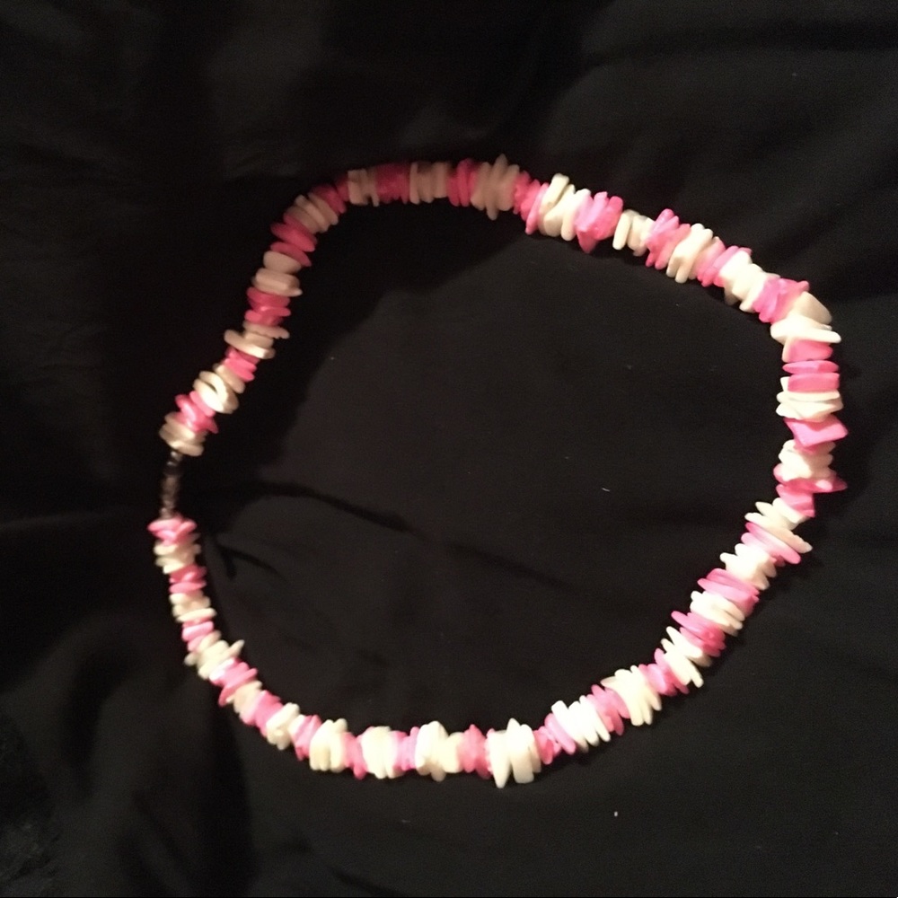 Pink and white seashell necklace