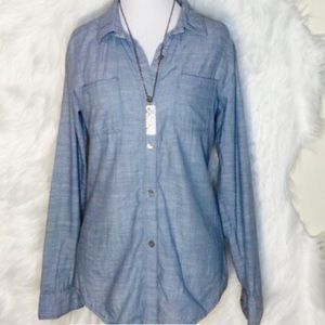 SALE Free People Denim Button Down with Lace Back